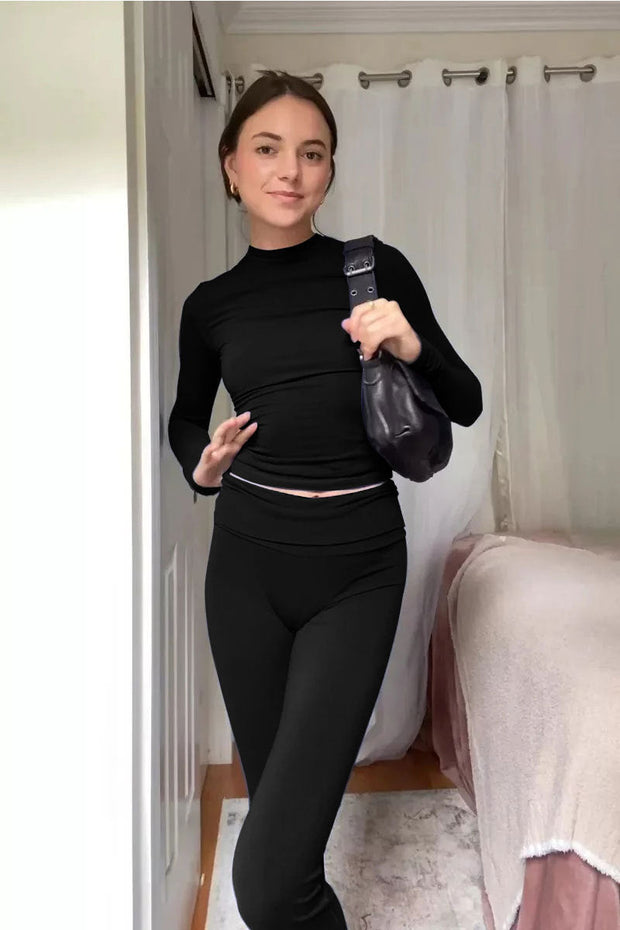 Womens Lounge Set - Crop Top and Flared Pants, Soft-Stretch Loungewear Set for Comfort and Style