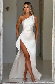 Ariel Satin Dress - Sophisticated Elegance with High Slit for a Glamorous Look-Cramta