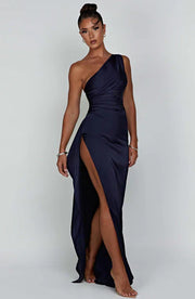 Ariel Satin Dress - Sophisticated Elegance with High Slit for a Glamorous Look-Cramta