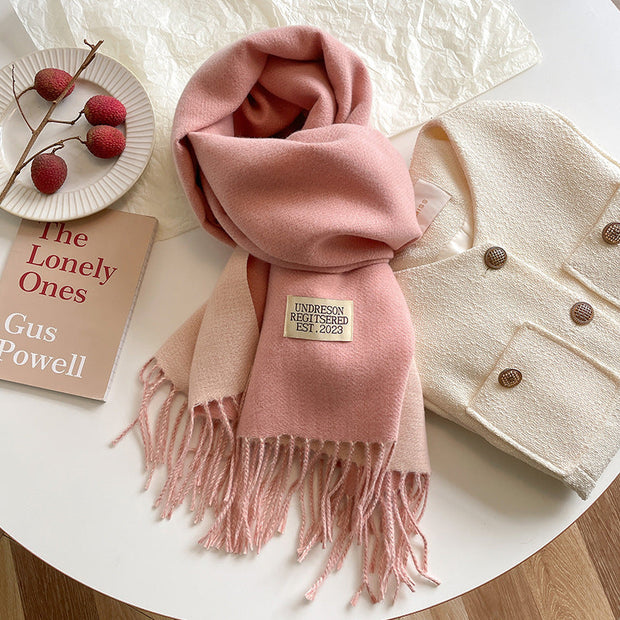 Ursula Ultra Soft Faux Cashmere Scarf with Reversible Design and Elegant Fringes-Cramta