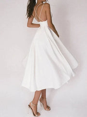 Mandy Midi Dress - Chic and Comfortable with Backless and V-Neck for an Elegant Look-Cramta