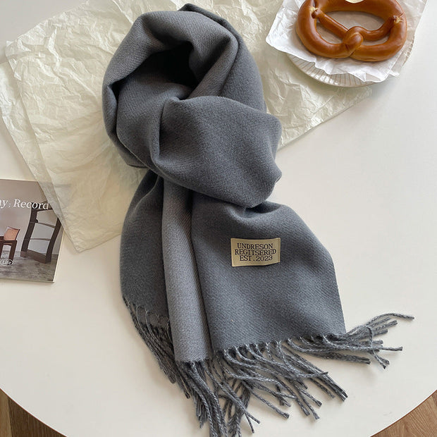 Ursula Ultra Soft Faux Cashmere Scarf with Reversible Design and Elegant Fringes-Cramta