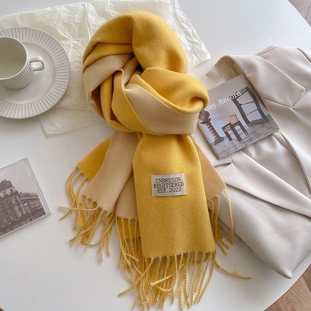Ursula Ultra Soft Faux Cashmere Scarf with Reversible Design and Elegant Fringes-Cramta