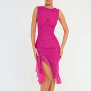 Celeste Ruffled Midi Dress – Elegant Flowy Mid-Length Summer Sundress for Women-Cramta
