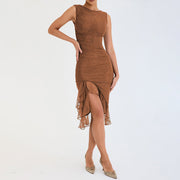 Celeste Ruffled Midi Dress – Elegant Flowy Mid-Length Summer Sundress for Women-Cramta