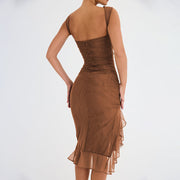 Celeste Ruffled Midi Dress – Elegant Flowy Mid-Length Summer Sundress for Women-Cramta