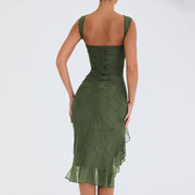 Celeste Ruffled Midi Dress – Elegant Flowy Mid-Length Summer Sundress for Women-Cramta