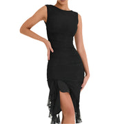 Celeste Ruffled Midi Dress – Elegant Flowy Mid-Length Summer Sundress for Women-Cramta