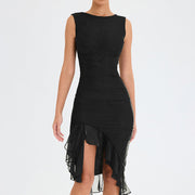 Celeste Ruffled Midi Dress – Elegant Flowy Mid-Length Summer Sundress for Women-Cramta