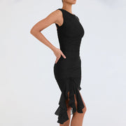 Celeste Ruffled Midi Dress – Elegant Flowy Mid-Length Summer Sundress for Women-Cramta