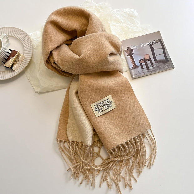 Ursula Ultra Soft Faux Cashmere Scarf with Reversible Design and Elegant Fringes-Cramta