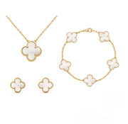 Frida Clover Jewelry Set – Classic Elegance with Necklace, Bracelet, and Earrings for an Unforgettable Style-Cramta