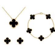 Frida Clover Jewelry Set – Classic Elegance with Necklace, Bracelet, and Earrings for an Unforgettable Style-Cramta