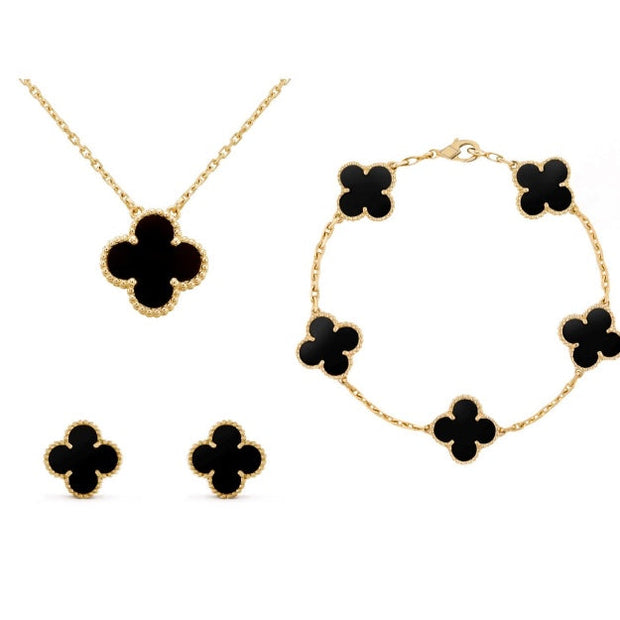 Frida Clover Jewelry Set – Classic Elegance with Necklace, Bracelet, and Earrings for an Unforgettable Style-Cramta
