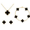 Frida Clover Jewelry Set – Classic Elegance with Necklace, Bracelet, and Earrings for an Unforgettable Style-Cramta