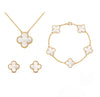 Frida Clover Jewelry Set – Classic Elegance with Necklace, Bracelet, and Earrings for an Unforgettable Style-Cramta