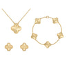 Frida Clover Jewelry Set – Classic Elegance with Necklace, Bracelet, and Earrings for an Unforgettable Style-Cramta