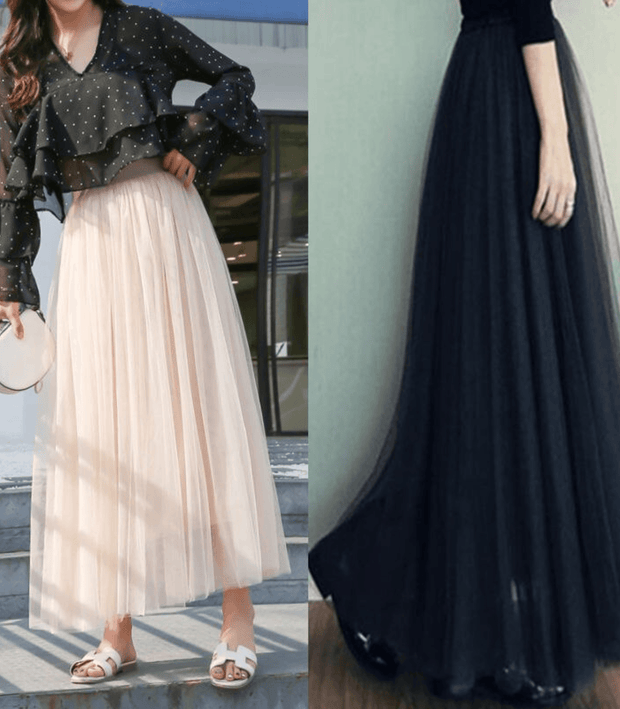 Elegant Long High-Waisted Skirt – Flattering Fit Perfect for All Occasions-Cramta