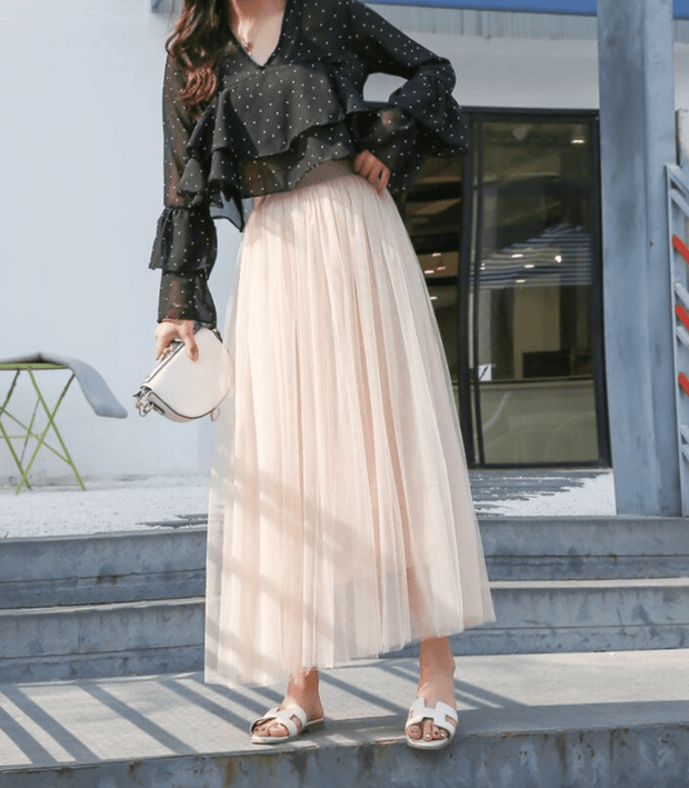 Elegant Long High-Waisted Skirt – Flattering Fit Perfect for All Occasions-Cramta