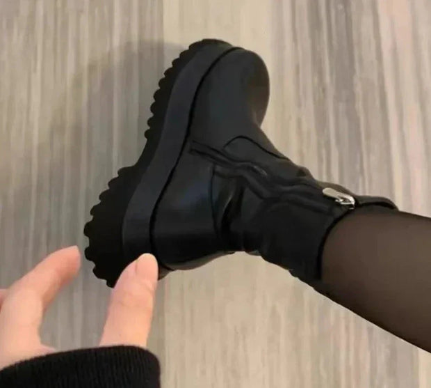 Bonafita Chunky Ankle Boots in Synthetic Leather - Urban Elegance and Unmatched Comfort-Cramta