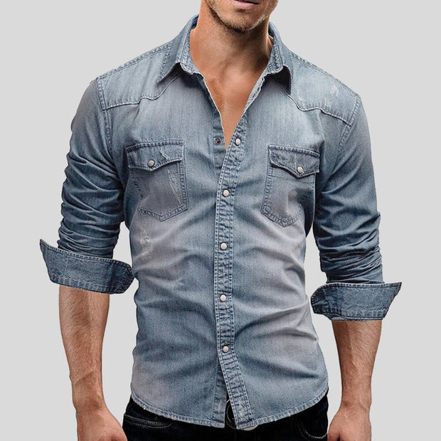 Cedric Denim Shirt - Classic Elegance and Durable Comfort-Cramta