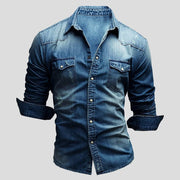 Cedric Denim Shirt - Classic Elegance and Durable Comfort-Cramta
