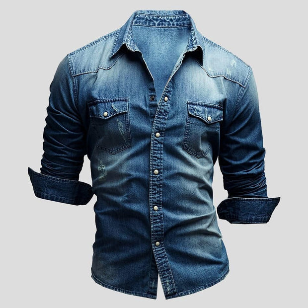 Cedric Denim Shirt - Classic Elegance and Durable Comfort-Cramta