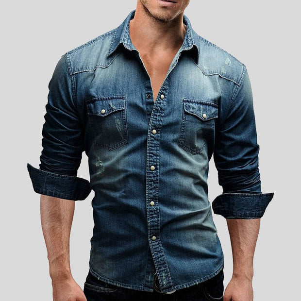 Cedric Denim Shirt - Classic Elegance and Durable Comfort-Cramta