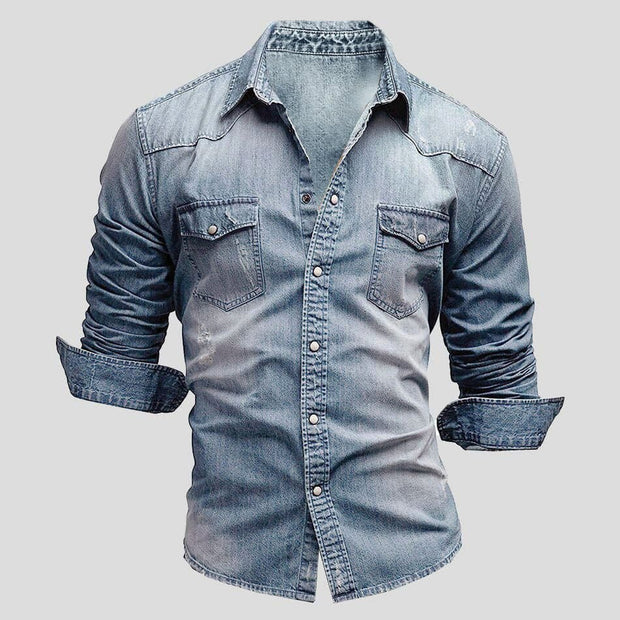 Cedric Denim Shirt - Classic Elegance and Durable Comfort-Cramta