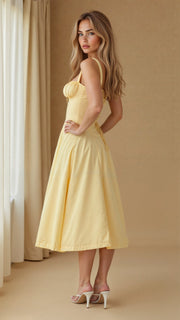 Kiana Midi Dress with Corset – Elegant Silhouette and Flowing Fit for All Occasions-Cramta
