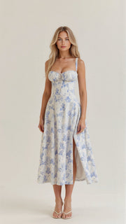 Kiana Midi Dress with Corset – Elegant Silhouette and Flowing Fit for All Occasions-Cramta
