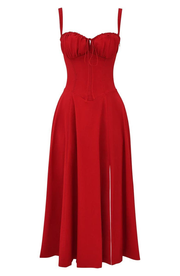 Kiana Midi Dress with Corset – Elegant Silhouette and Flowing Fit for All Occasions-Cramta