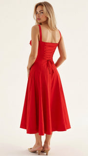 Kiana Midi Dress with Corset – Elegant Silhouette and Flowing Fit for All Occasions-Cramta