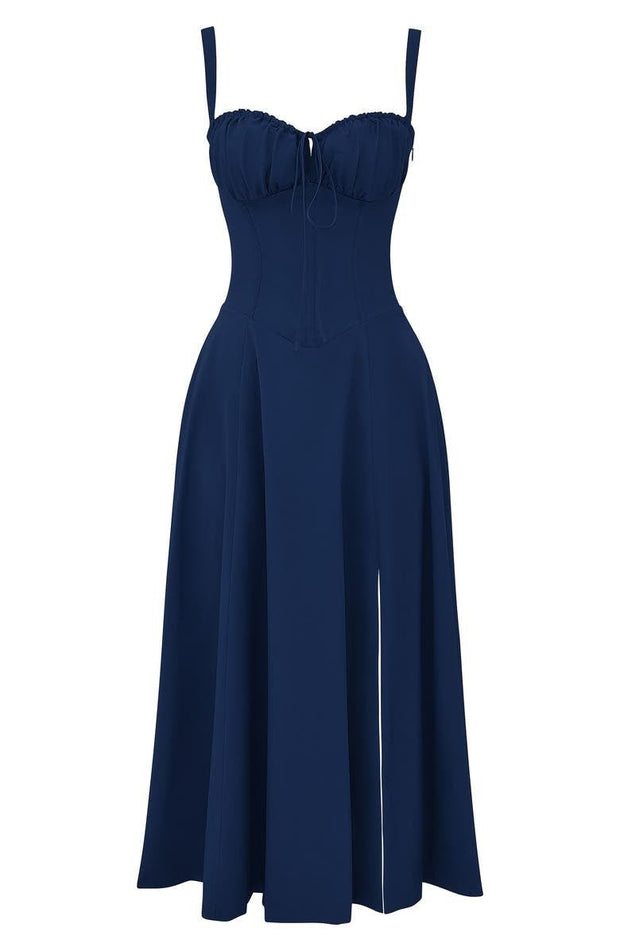 Kiana Midi Dress with Corset – Elegant Silhouette and Flowing Fit for All Occasions-Cramta