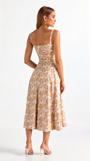 Kiana Midi Dress with Corset – Elegant Silhouette and Flowing Fit for All Occasions-Cramta