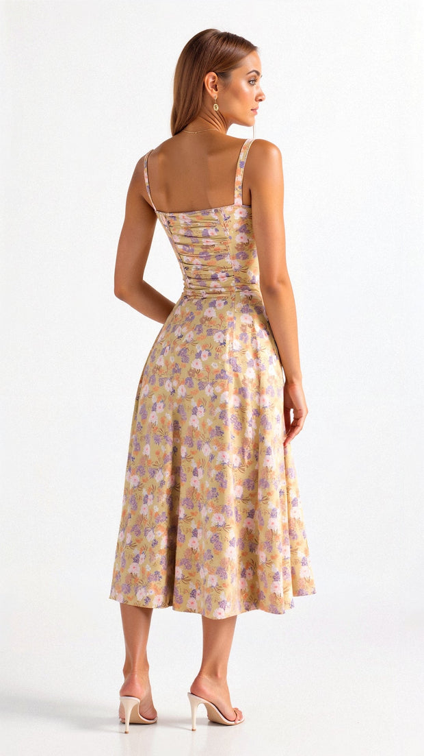 Kiana Midi Dress with Corset – Elegant Silhouette and Flowing Fit for All Occasions-Cramta