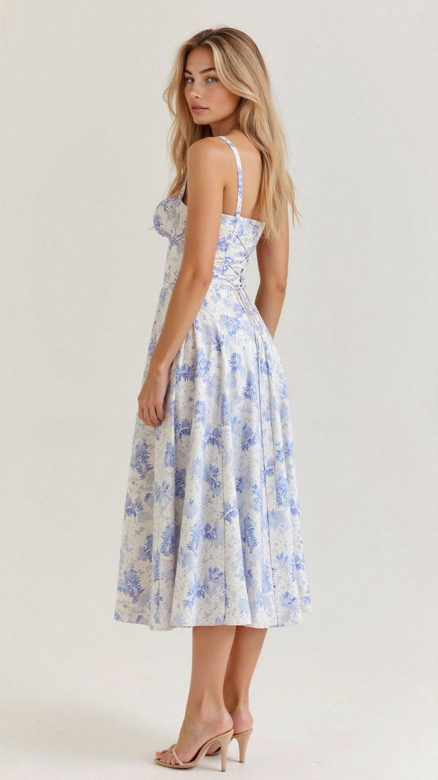 Kiana Midi Dress with Corset – Elegant Silhouette and Flowing Fit for All Occasions-Cramta