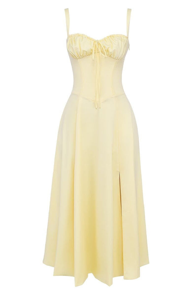 Kiana Midi Dress with Corset – Elegant Silhouette and Flowing Fit for All Occasions-Cramta