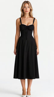 Kiana Midi Dress with Corset – Elegant Silhouette and Flowing Fit for All Occasions-Cramta