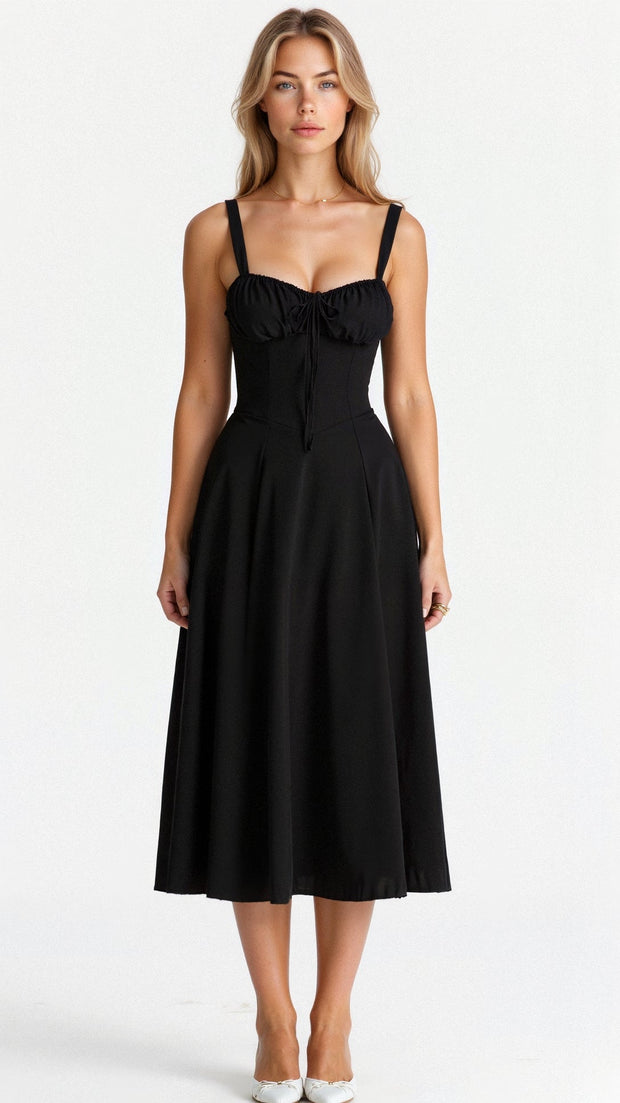 Kiana Midi Dress with Corset – Elegant Silhouette and Flowing Fit for All Occasions-Cramta