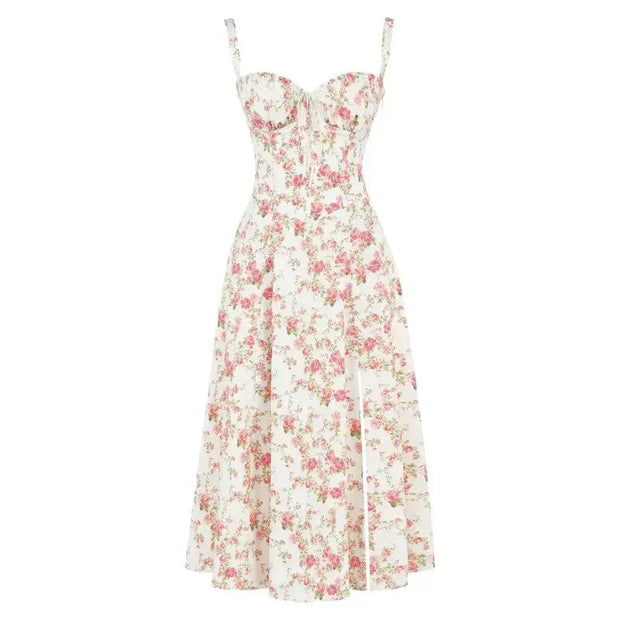 Kiana Midi Dress with Corset – Elegant Silhouette and Flowing Fit for All Occasions-Cramta