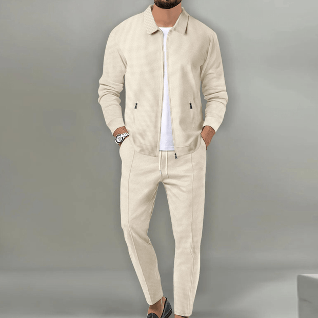 Martin Waffle Knit Ensemble - Exceptional Elegance and Comfort for All Occasions-Cramta