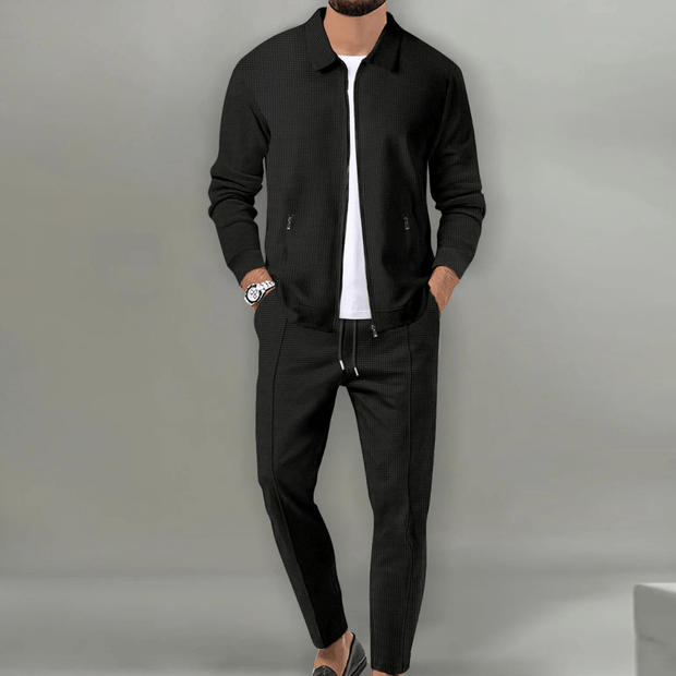 Martin Waffle Knit Ensemble - Exceptional Elegance and Comfort for All Occasions-Cramta