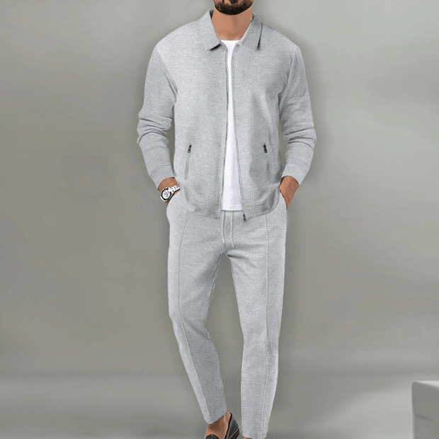 Martin Waffle Knit Ensemble - Exceptional Elegance and Comfort for All Occasions-Cramta