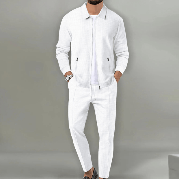 Martin Waffle Knit Ensemble - Exceptional Elegance and Comfort for All Occasions-Cramta