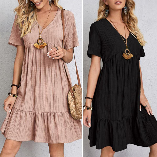 Phoebe Pleated Dress - Casual Elegance and Light Comfort for a Perfect Daily Look-Cramta