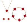 Frida Clover Jewelry Set – Classic Elegance with Necklace, Bracelet, and Earrings for an Unforgettable Style-Cramta